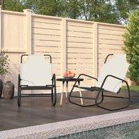 Berkfield Home Rocking Sun Loungers 2 pcs Cream Steel & Textilene in Beige