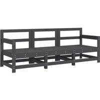 Berkfield Home 3 Piece Garden Lounge Set Grey Solid Wood Pine