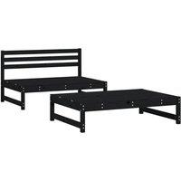 Berkfield Home 2 Piece Garden Lounge Set Black Solid Wood Pine