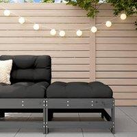 Berkfield Home Garden Footstool with Cushion Grey Solid Wood Pine