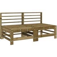 Berkfield Home Garden Middle Sofas 2 pcs Impregnated Wood Pine in Brown