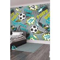 Origin Murals Graphic Pixel Footballs Wall Mural in Grey | Size: W350 cm x H280 cm