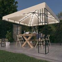Berkfield Home Gazebo with LED String Lights 3x3 m Cream in Beige