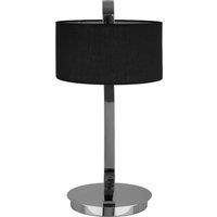 Orsina Modern Black Shade C-Frame Table Lamp, Chrome Desk Light For Study Room, Contemporary Bedside Lamp Fixture