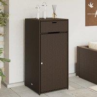 Berkfield Home Garden Storage Cabinet Brown 55x55x111 cm Poly Rattan | Size: 55 x 55 x 111 cm
