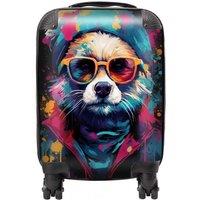 Warren Reed - Designer Multi Coloured Splashart Dog Suitcase in Blue | Size: Large