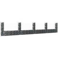 U-shape Gabion Basket with 5 Posts Iron 500x20x100 cm