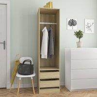 Berkfield Home Wardrobe with Drawers Sonoma Oak 50x50x200 cm Engineered Wood in Brown | Size: 50 x 50 x 200 cm