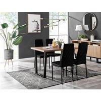 FurnitureboxUK Kylo Brown Wood Effect Dining Table With Black 'U' Legs & 4 Milan Velvet Chairs