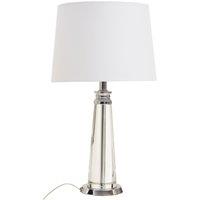 Orsina Clear Crystal Table Lamp With Chrome Base, Geometric Crystal Frame Bedside Lmap, Contemporary Table Lamp in White