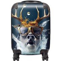 Warren Reed - Designer Stag With Glasses Splashart Suitcase in Grey | Size: Large