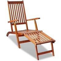 Outdoor Deck Chair with Footrest Solid Acacia Wood