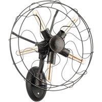 Orsina Retro Fan-Style Wall Lamp With Exposed Metal Frame, Accent Wall Lighting, Silver Finish Multi-Bulb Light in Black