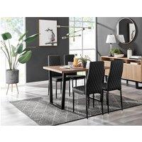 FurnitureboxUK Kylo Brown Wood Effect Dining Table With Black 'U' Legs & 4 Milan Faux Leather Chairs