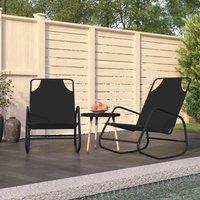 Berkfield Home Rocking Sun Loungers 2 pcs Black Steel & Textilene