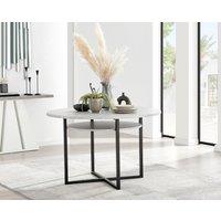 FurnitureboxUK Adley Round 120cm Dining Table With Storage Shelf in Grey