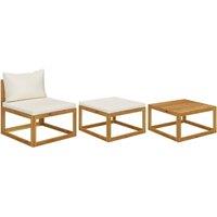 3 Piece Garden Lounge Set with Cushions Solid Wood Acacia