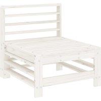 Garden Middle Sofa White Solid Wood Pine