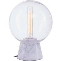 Orsina Grey Marble Globe Table Lamp, Solid Grey Marble Base With Clear Glass Globe, Stylish Snow Globe Effect Light
