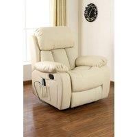 More4Homes Chester Bonded Leather Manual Recliner Chair with Heat & Massage in Cream