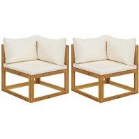 Berkfield Home Sectional Corner Sofas 2 pcs with Cushions Solid Wood Acacia in Beige