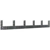 U-shape Gabion Basket with 6 Posts Iron 620x20x100 cm