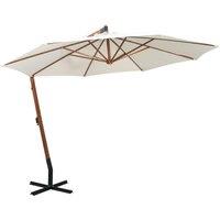 Hanging Parasol 350 cm Wooden Pole White