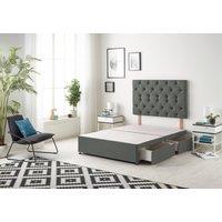 Somnior Premier Divan Bed Base With 4 Drawers & Headboard Linen in Dark Grey | Size: Small Double
