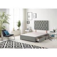 Somnior Premier Divan Bed Base With 4 Drawers & Headboard Linen in Silver | Size: King