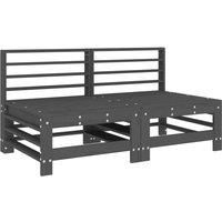 Garden Middle Sofas 2 pcs Grey Solid Wood Pine