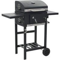Berkfield Home Charcoal-Fueled BBQ Grill with Bottom Shelf Black