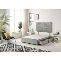 Somnior Platinum Divan Bed Base With 4 Drawers & Headboard Tweed in Grey | Size: Small Double