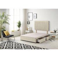 Somnior Platinum Divan Bed Base With 4 Drawers & Headboard Tweed in Natural | Size: Small Double
