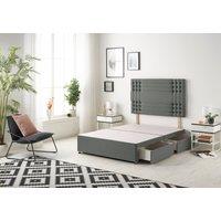 Somnior Flexby Divan Bed Base With 4 Drawers & Headboard Linen in Grey | Size: Small Double