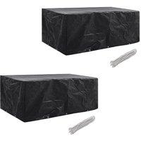 Berkfield Home Garden Furniture Covers 2pcs 8 Person Poly Rattan 229x113cm in Black | Size: 229x113 cm
