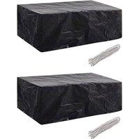 Berkfield Home Garden Furniture Covers 2 pcs 8 Eyelets 200x160x70 cm in Black | Size: 200 x 160 x 70 cm