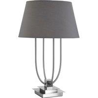 Orsina Grey Shade Table Lamp With Four Curved Arms, Desk Lamp With Square Base, Nickel Finish Lighting Accent in Silver