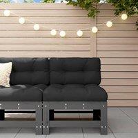 Berkfield Home Middle Sofa with Cushions Grey Solid Wood Pine