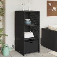 Berkfield Home Garden Storage Cabinet Black 50x55x115 cm Poly Rattan | Size: 50 x 55 x 115 cm