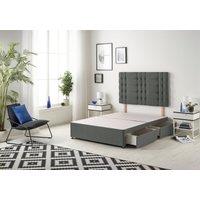 Somnior Bliss Divan Bed Base With 2 Drawers & Upholstered Headboard Linen Fabric in Dark Grey | Size: King