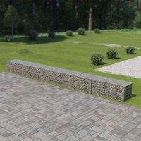 Berkfield Home Gabion Wall with Covers Galvanised Steel 600x50x50 cm in Silver | Size: 600 x 50 x 50 cm
