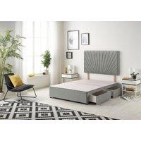 Somnior Platinum Divan Bed Base With 4 Drawers & Headboard Linen in Silver | Size: Small Double