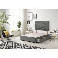 Somnior Platinum Divan Bed Base With 4 Drawers & Headboard Linen in Dark Grey | Size: Small Double