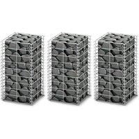 Berkfield Home Gabion Set 3 pcs Galvanised Wire 25 x 25 x 50 cm in Silver