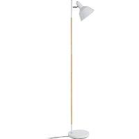 Orsina Slimline Design Of White Wood & Metal Floor Lamp, Sturdy & Stable Bedroom Lamp, Sleek Livingroom Lamp