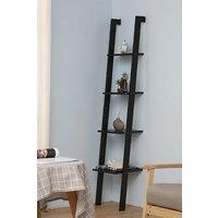 4-Tier Industrial Ladder Shelf Bookcase Rack Wooden Storage Unit Plant Stand
