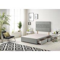 Somnior Galaxy Divan Bed Base With 4 Drawers & Headboard Tweed in Grey | Size: King