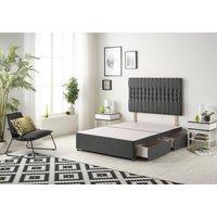 Somnior Galaxy Divan Bed Base With 4 Drawers & Headboard Tweed in Charcoal | Size: Double