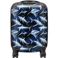 Warren Reed - Designer Hand Drawn Shark Pattern Suitcase in Blue | Size: Large