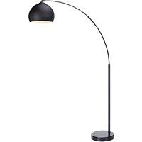 Teamson Home Modern Curved Arc Floor Lamp with Bell Shade & Marble Base, Black
